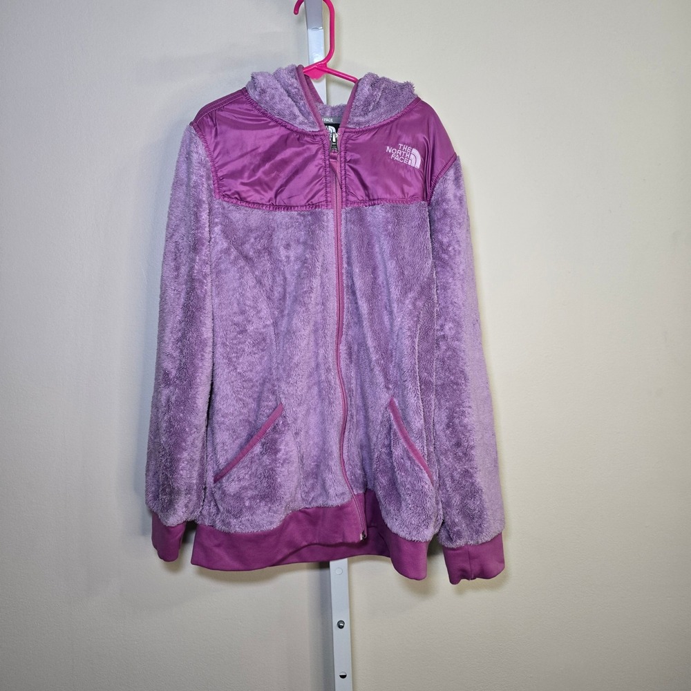 The North Face Girls Osito Full Zip Fleece Hoodie Purple Jacket Large 14/16